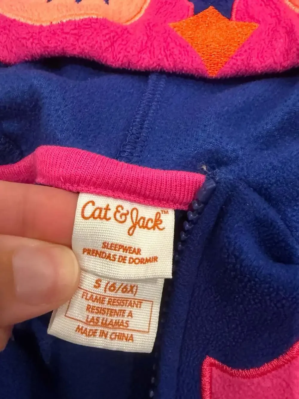 Cat & Jack Girls Blue Owl Hooded Fleece One Piece Pajamas Size S 6/6X